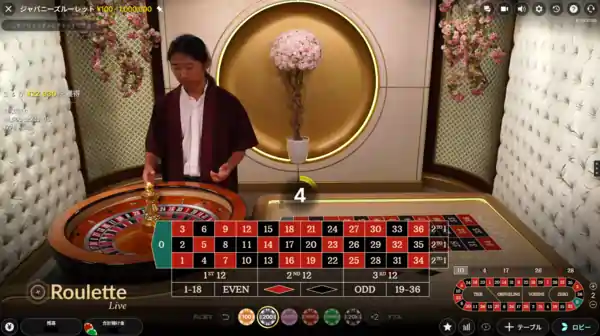ジャパニーズルーレットのゲーム画面