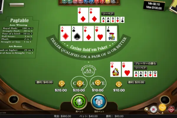 NetEnt版カジノホールデムのフィーチャー画像