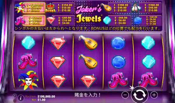 ジョーカーズ・ジュエルズのゲーム画面